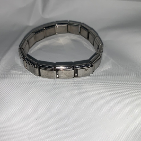 STAINLESS Steel Segmented Bracelet with Lavender accent segment. 5.5” - Picture 2 of 5